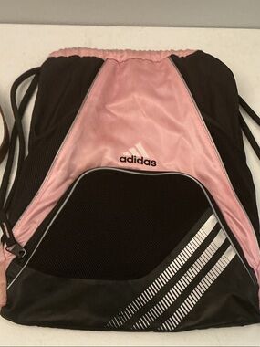adidas Pink and Black Sport Sack with Front Pocket